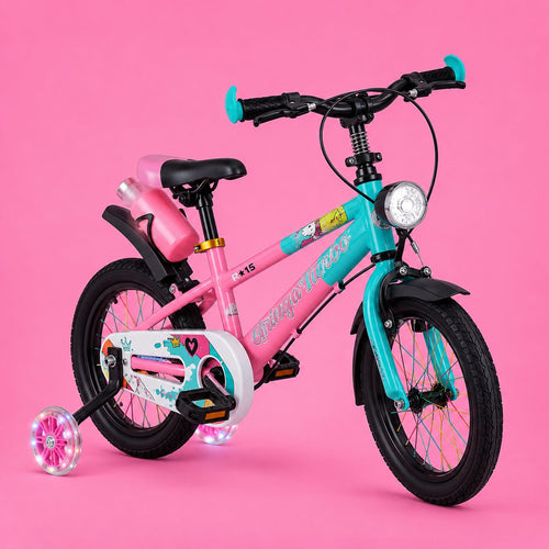 Bicicleta Infantil Aro 16 Rosa 4 a 8 Anos Estilo Shark com LED + Pneu Grosso + R