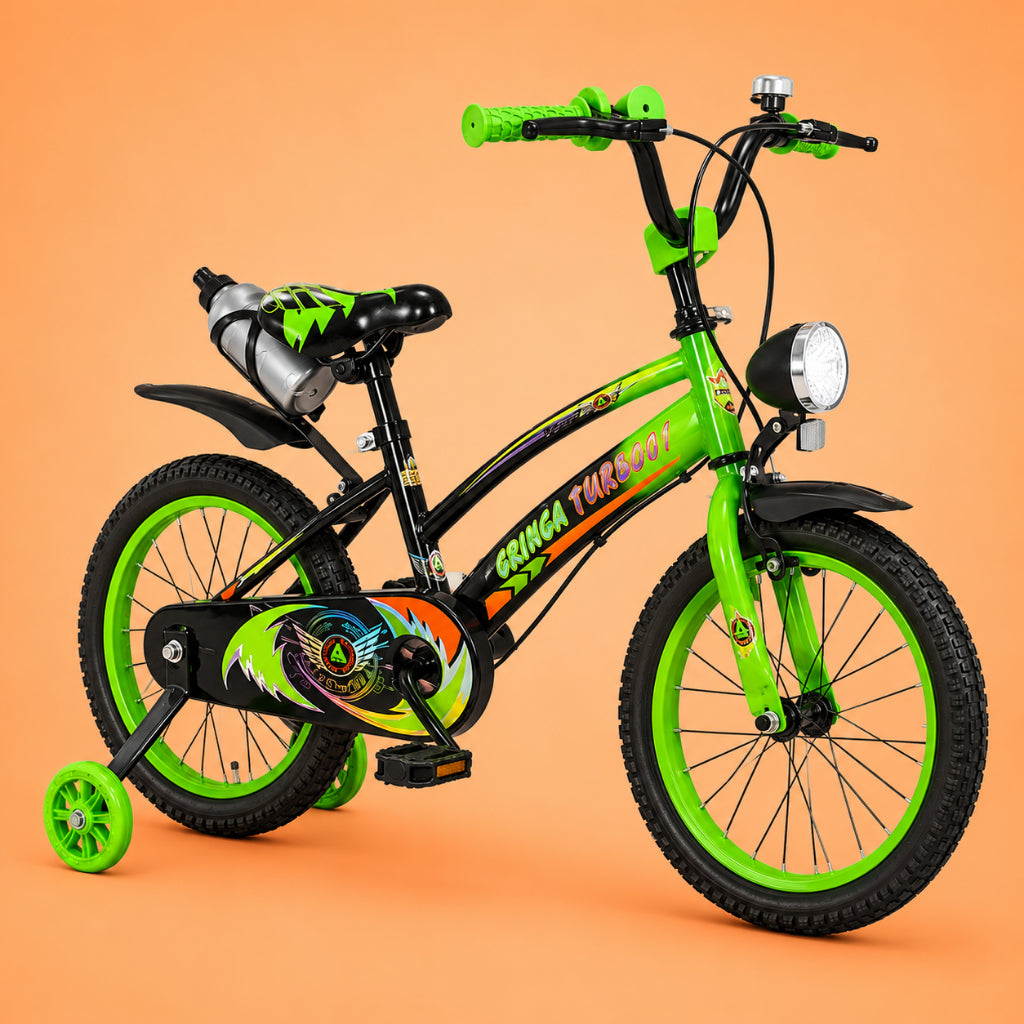 Bicicleta Infantil Aro 20 Old School Verde 9 a 12 Anos LED + Pneu Grosso + Farol